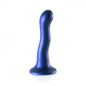 Vaginal dildo with suction cup Ultra Soft Curvy G-Spot Dildo 7''/17 cm Metallic Blue