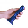 Vaginal dildo with suction cup Ultra Soft Curvy G-Spot Dildo 7''/17 cm Metallic Blue