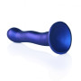 Vaginal dildo with suction cup Ultra Soft Curvy G-Spot Dildo 7''/17 cm Metallic Blue