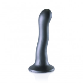 Vaginal dildo with suction cup Ultra Soft Curvy G-Spot Dildo 7''/17 cm Gun Metal