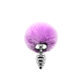 Anal plug with tail Metal Anal Fluffy Twist Plug S purple