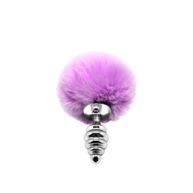 Plug anale con coda Metal Anal Fluffy Twist Plug S purple