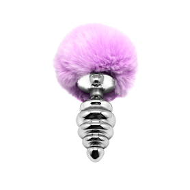 Plug anale con coda Metal Anal Fluffy Twist Plug L purple