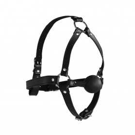 Imbracatura viso con morso Head Harness with Solid Ball Gag Black