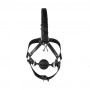 Head Harness with Breathable Ball Gag and Nose Hooks Black