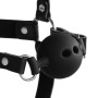 Head Harness with Breathable Ball Gag and Nose Hooks Black