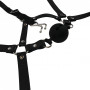 Head Harness with Breathable Ball Gag and Nose Hooks Black