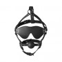 Blindfolded Head Harness with Solid Ball Gag Black
