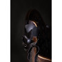 Blindfolded Head Harness with Solid Ball Gag Black