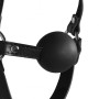 Blindfolded Head Harness with Solid Ball Gag Black
