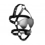 Blindfolded Head Harness with Solid Ball Gag Black