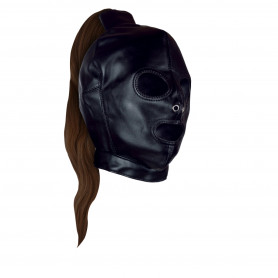 Mask with Brown Ponytail Black