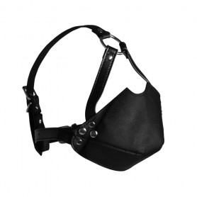 Head Harness with Mouth Cover and Breath Ball Gag Black