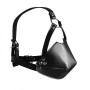 Head Harness with Mouth Cover and Solid Ball Gag Black