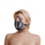 Head Harness with Mouth Cover and Solid Ball Gag Black