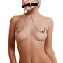 Silicone Bit Gag with Nipple Clamps Black