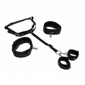 Set costrittivo per polsi e cosce Body Harness with Thigh and Hand Cuffs Black