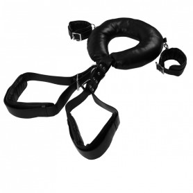 Padded Thigh Sling with Hand Cuffs Black