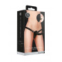Dual Silicone Ribbed Strap-On Adjustable Black