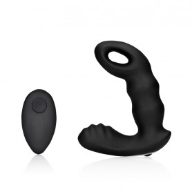 Beaded Vibrating Prostate Massager with Remote Control Black