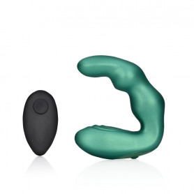 Bent Vibrating Prostate Massager with Remote Control Metallic Green