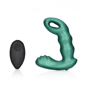Beaded Vibrating Prostate Massager with Remote Control Metallic Green