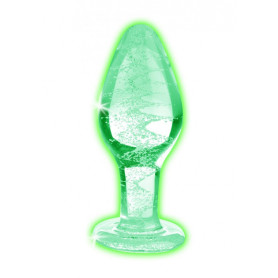 Phosphorescent Plug Glow-In-The-Dark Glass Anal Plug - Large