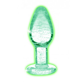Phosphorescent Plug Glow-In-The-Dark Glass Anal Plug - Small