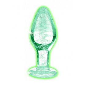 Phosphorescent Plug Glow-In-The-Dark Glass Anal Plug - Medium