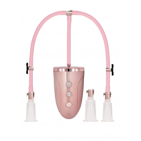 Nipple and clitoral pump kit Automatic Rechargeable Clitoral & Nipple Pump Set - M - Pink