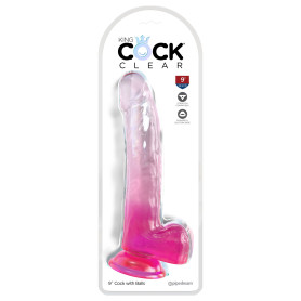 Fallo realistico con ventosa King Cock Clear 9 Inch Balls pink