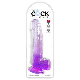 Realistic phallus with suction cup King Cock Clear 9 Inch Balls purple