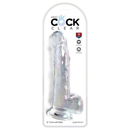 Fallo realistico con ventosa King Cock Clear 9 Inch Balls