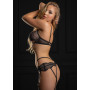 Completo intimo reggiseno con perizoma e reggicalze Unlined bra set with garter black