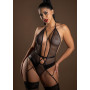 Body con reggicalze Wetlook and Fishnet Bodysuit