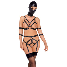 Bodysuit with mask set bondage