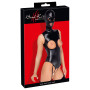 Bodysuit with suspender belt and bdsm mask