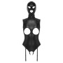 Bodysuit with suspender belt and bdsm mask