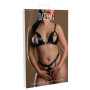 Set erotico con reggiseno e perizoma aperto effetto wetlook Draing Intimates