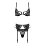 Intimo erotico in pizzo nero set 3 pezzi Kotek
