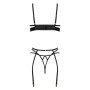 Intimo erotico in pizzo nero set 3 pezzi Kotek