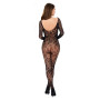 Tutina elasticizzata sexy in pizzo nero per lei kotek