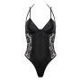 Body in simil pelle e pizzo nero g-string sexy kotek