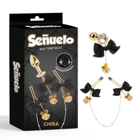 copy of kit 3 pz pinze per capezzoli e plug anale decorato chisa novelties