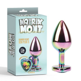 Plug anale rainbow con gemma a forma di cuore butt plu liscio chisa novelties