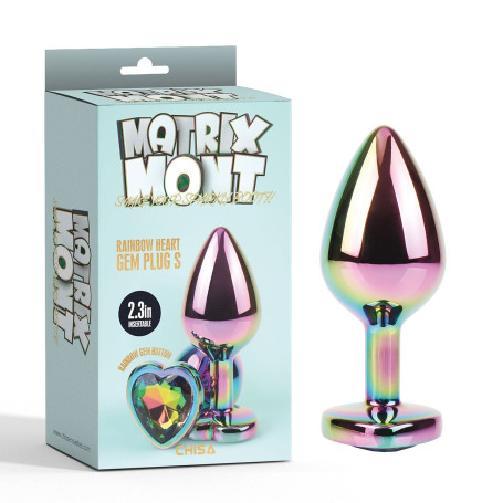 Plug anale rainbow con gemma a forma di cuore butt plu liscio chisa novelties