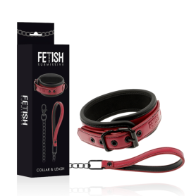 Collare con catena regolabile in pelle e fodera in neoprene fetish dark room