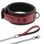 Collare con catena regolabile in pelle e fodera in neoprene fetish dark room