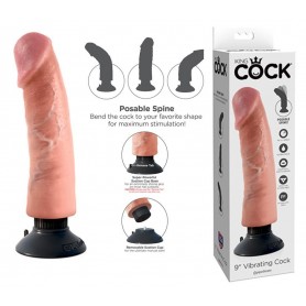 Realistic vibrator KING COCK 9 vibrating with clear suction cup