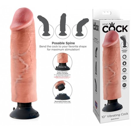Realistic vibrator KING COCK 10 vibrating with clear suction cup
